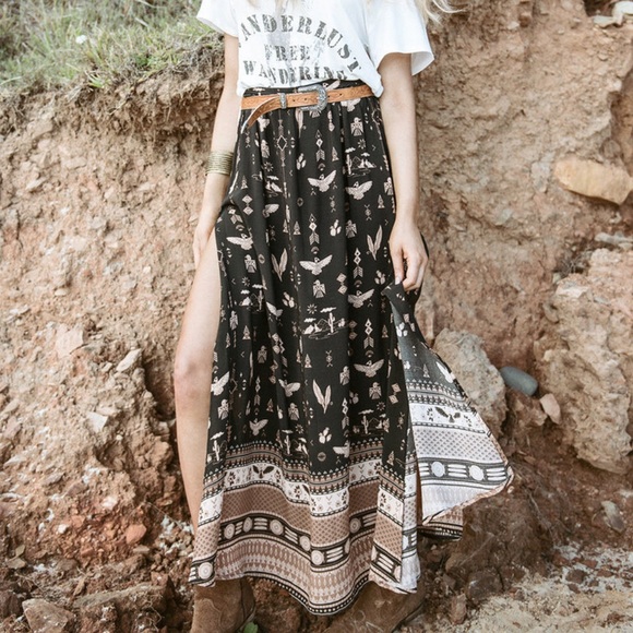 •SPELL• Phoenix Split Maxi Skirt {Mustang} - Picture 5 of 11